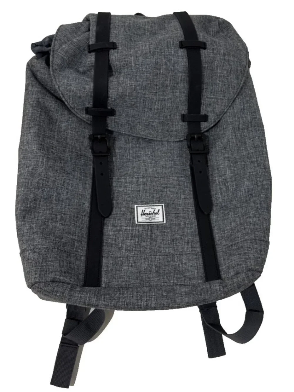 Herschel Supply Co Gray Laptop Backpack Raven Crosshatch and Red White Stripe